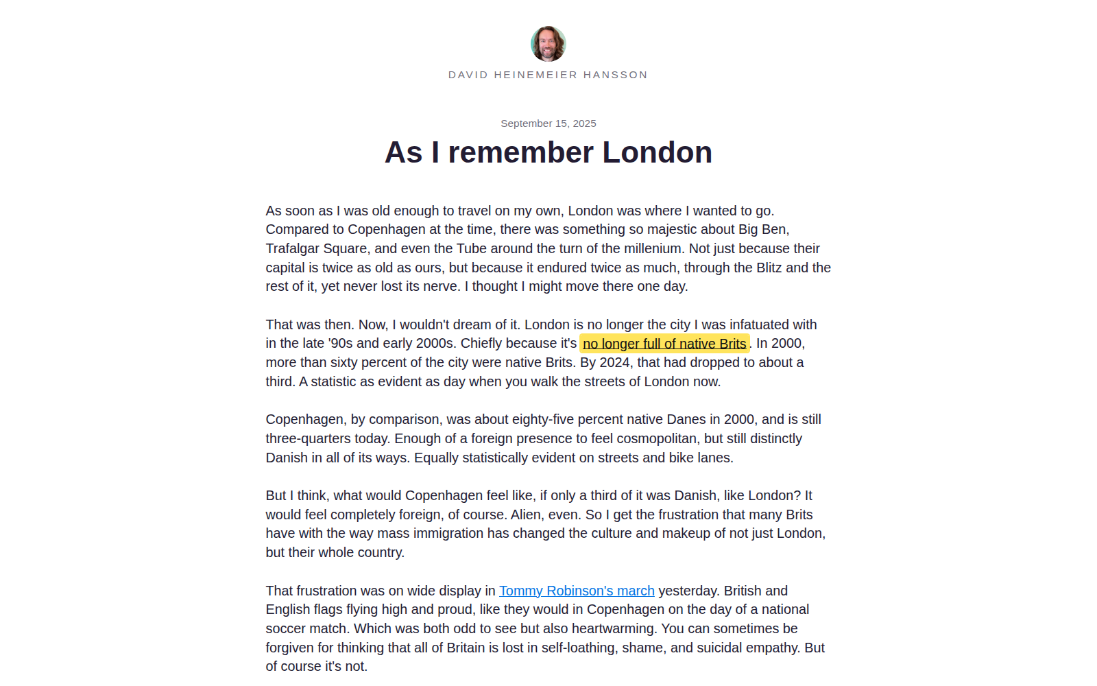 DHH's ‘As I remember London’ essay.