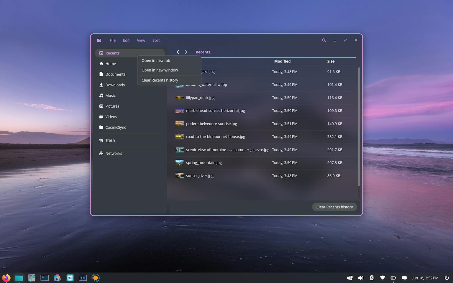 COSMIC Files application