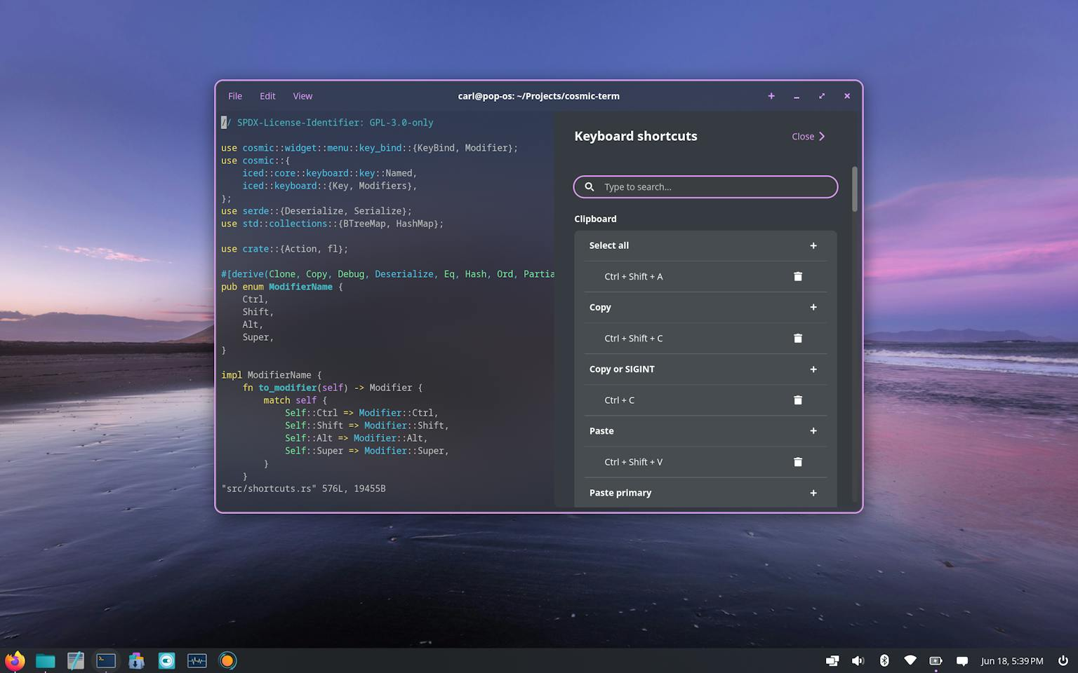 COSMIC Terminal application
